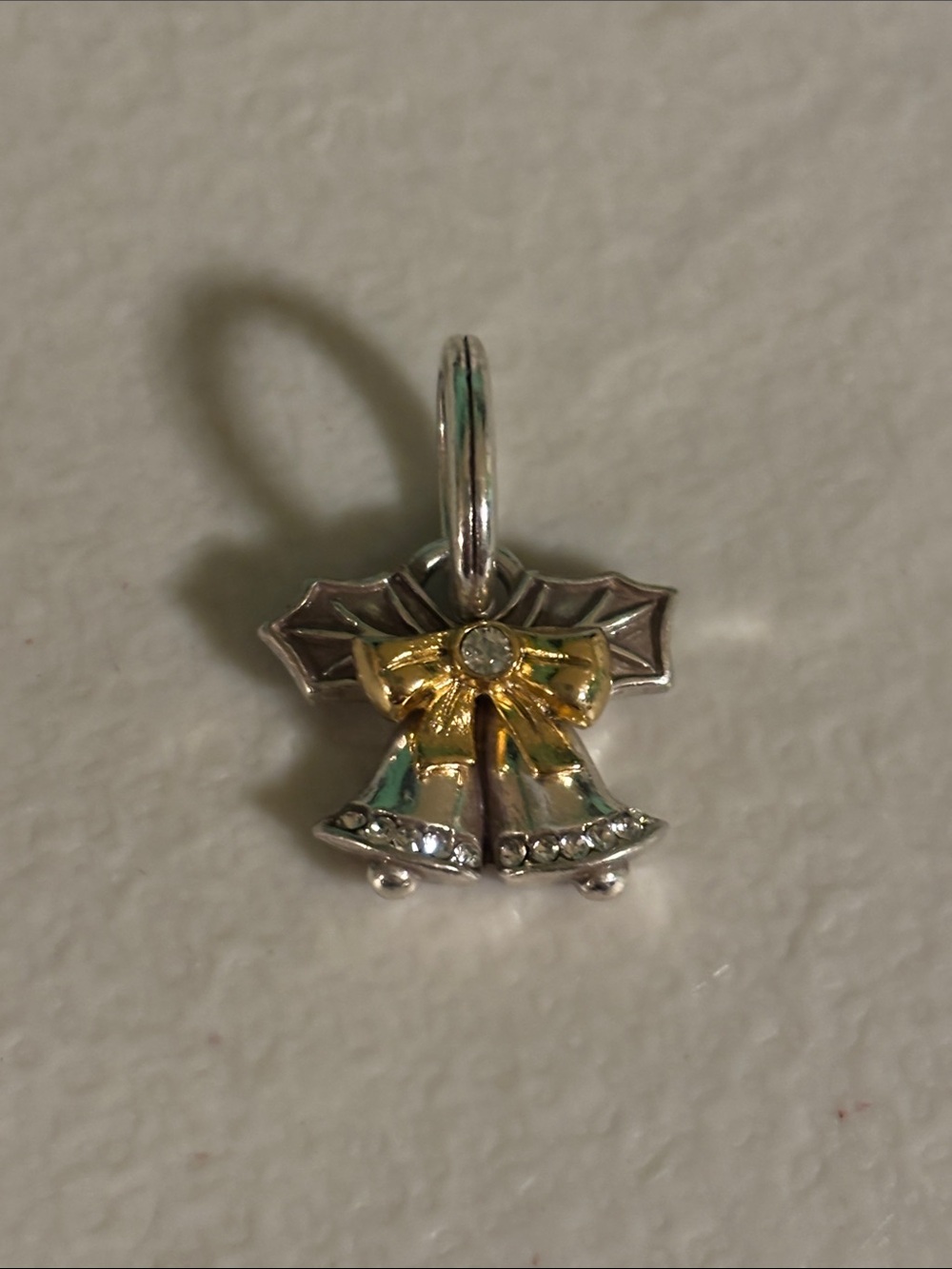 Brighton Silver and Gold Bell Pendant with Crystal Accent Necklace or Charm